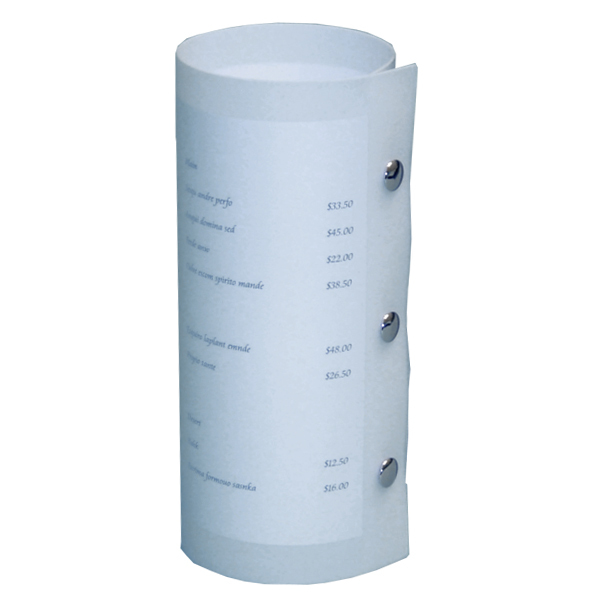 Cylindrical menu holder menu holder for a single page single page