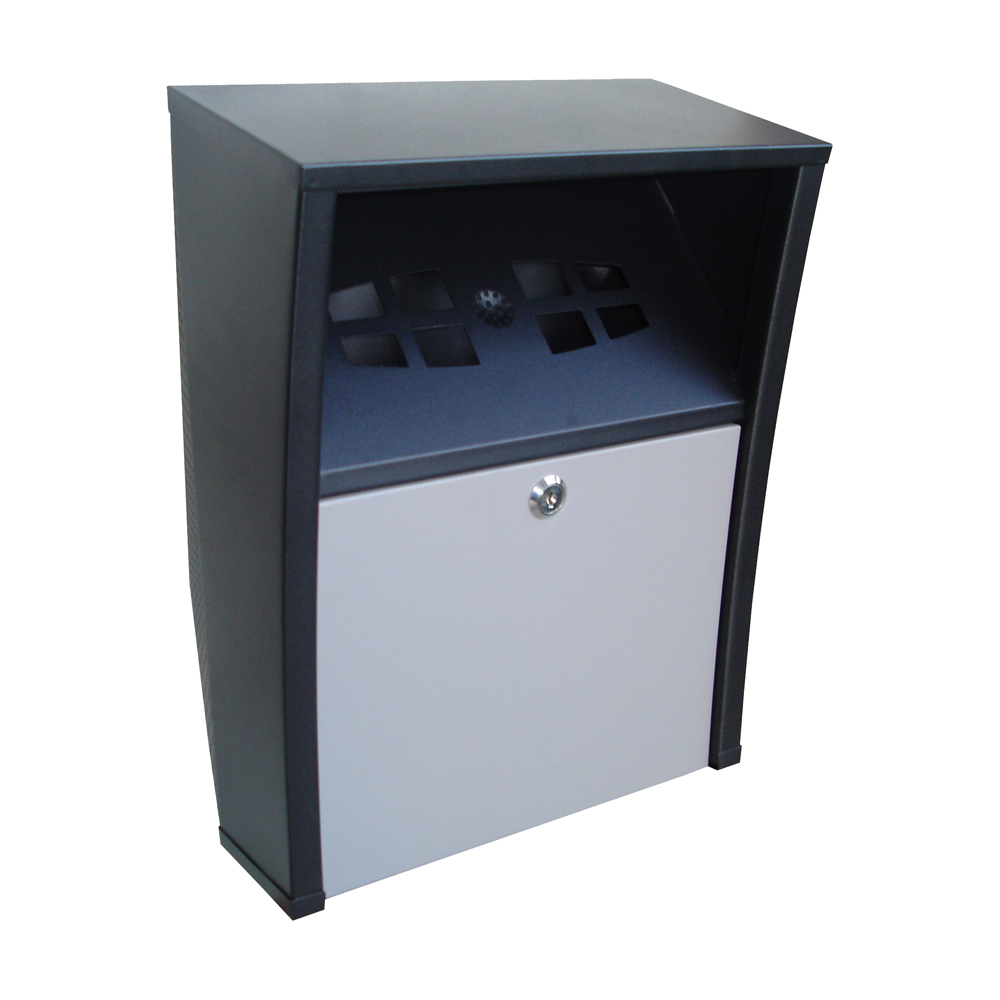 Ashtray for wall mounting ashtray with lockable door wall mounted