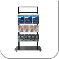 Mall Stand 3 - A4, 4 A5 & 6 DL Brochure Holder with Header - BLACK