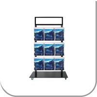 Mall Stand 9 A4 Brochure Holder with Header- BLACK