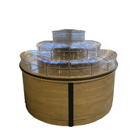 3 Tier 1/2 Circle Bulk Food Display Wood - with 16 Tubs