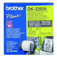 CQ22606 Continuous Film QL Printer Tape 62mm x 15.24M Yellow - Roll*