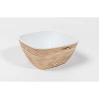 Melamine Bowl 1L 1/6  -- Woodgrain Exterior White Interior