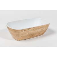 Melamine Bowl 1.5L 1/4 -- Woodgrain Exterior White Interior
