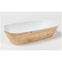 Melamine Bowl 2L 1/3 -- Woodgrain Exterior White Interior