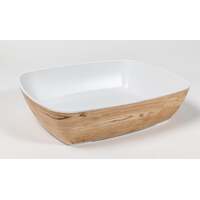 Melamine Bowl 3.5L 1/2 -- Woodgrain Exterior White Interior