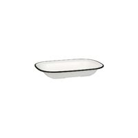 Melamine Rectangular Dish -- WHITE with BLACK LINE 