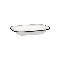 Melamine Rectangular Dish -- WHITE with BLACK LINE 