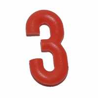 Push-in Number Red 3 - Pkt of 20