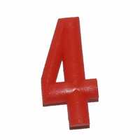 Push-in Number Red 4 - Pkt of 20