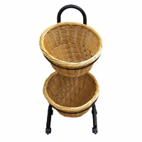 Mobile Display Stand Plus Two Round Wicker Baskets