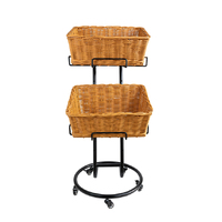 Mobile Display Stand Plus Two Slanted Rectangular Wicker Baskets