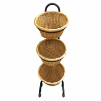 Mobile Display Stand Plus Three Round Wicker Baskets