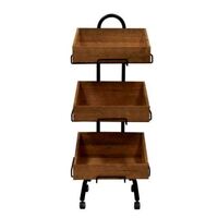 Mobile stand plus 3 slanted wooden crates Dark Stain