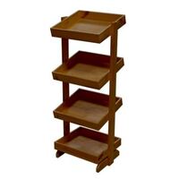 Wooden 4 Shelf Tier Stand 520 x 400 x 1200MM -- DARK STAIN