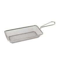 Rectangular Serving Basket Stainless Steel small 220 x 120 x 35 mm basket Overall Length 385 mm