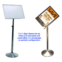 Menu Enterance Poster Stand 1500MM -- STAINLESS STEEL*
