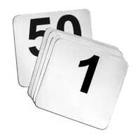 Plastic Table Numbers 105 x 95mm 1 - 50 (Black on White) - Pack