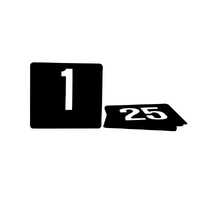 Plastic Table Numbers 105 x 95mm 1 - 25 (White On Black) - Pack