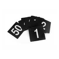 Plastic Table Numbers 105 x 95mm 1 - 50 (White On Black) - Pack
