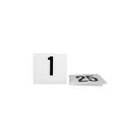 Plastic Table Numbers 50x50MM 1 - 25 (Black On White) - Pack