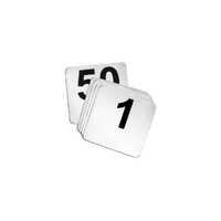 Plastic Table Numbers 50x50mm 1 - 50 (Black On White) - Pack