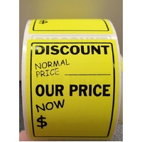 Self Adhesive Fluoro Yellow Labels DISC/PRICE 33 x 51MM - Roll of 250