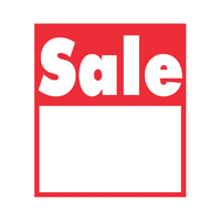 Self Adhesive Promotional Labels Sale (Red & White) - Roll of 250