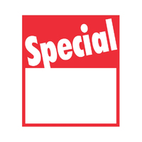 Self Adhesive Promotional Labels Special (Red And White) - Roll of 250