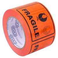 Fragile Fluro Orange Perforated LabelTape - 50M