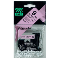 PTouch M Tape 9mm -- BLACK on PINK