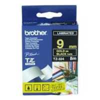 TZ-324 PTouch Tape TZ 9mm-- GOLD on BLACK*