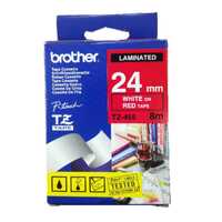 PTouch TZ Tape 24mm -- WHITE on RED*