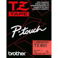 TZ-B51 PTouch Tape TZ 24mm -- BLACK on FLUORO ORANGE*