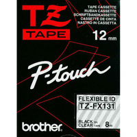 TZ-FX131 PTouch Tape TZ 12mm -- BLACK on CLEAR*