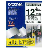 PTouchTape 12MM Strong Adhesive -- BLACK on WHITE 