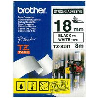 TZ-S241 PTouch Tape 18mm Strong Adhesive -- BLACK on WHITE*