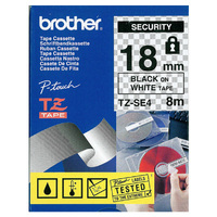 PTouch Tape 18mm Black On White Security Tape