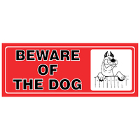  Small Plastic Sign 165x65mm -- BEWARE OF THE DOG