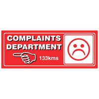 Small Plastic Sign 165x65mm -- COMPLAINTS DEPARTMENT*