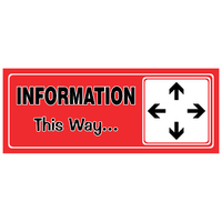  Small Plastic Sign 165x65MM -- INFORMATION THIS WAY 