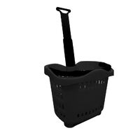 Trolley Shopping Basket With Wheels Black*