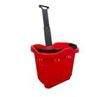 Trolley Shopping Basket With Wheels Red