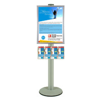 Combo Pole With Single Sided A3 Size Snap Frame & 4 x DL brochure Holders