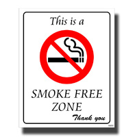 Self Adhesive Sticker -- THIS IS A SMOKE FREE ZONE - Pkt of 5