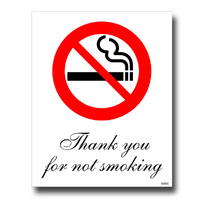 Self Adhesive Sticker - THANK YOU NO SMOKING - Pkt of 5