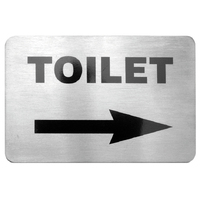 Medium Stainless Steel Sign - TOILET (Arrow Right)