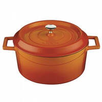 Lava Cast Iron Round Casserole 200MM - ORANGE
