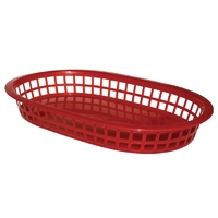 Oval Polypropylene Food Basket Red - PK 6