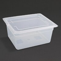 Vogue Polypropylene Gastronorm Pan 1/2 with Lid 15 - PK 4